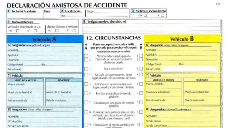 parte amistoso de accidente