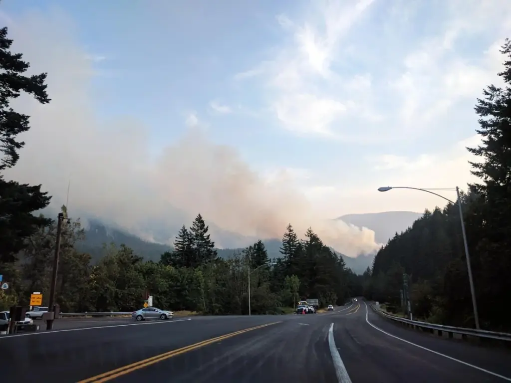 Humo lejano en carretera